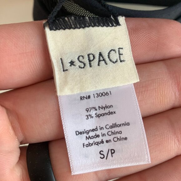 NWOT L*Space Black Ribbed & Mesh Sadie Bikini Top - Picture 7 of 10